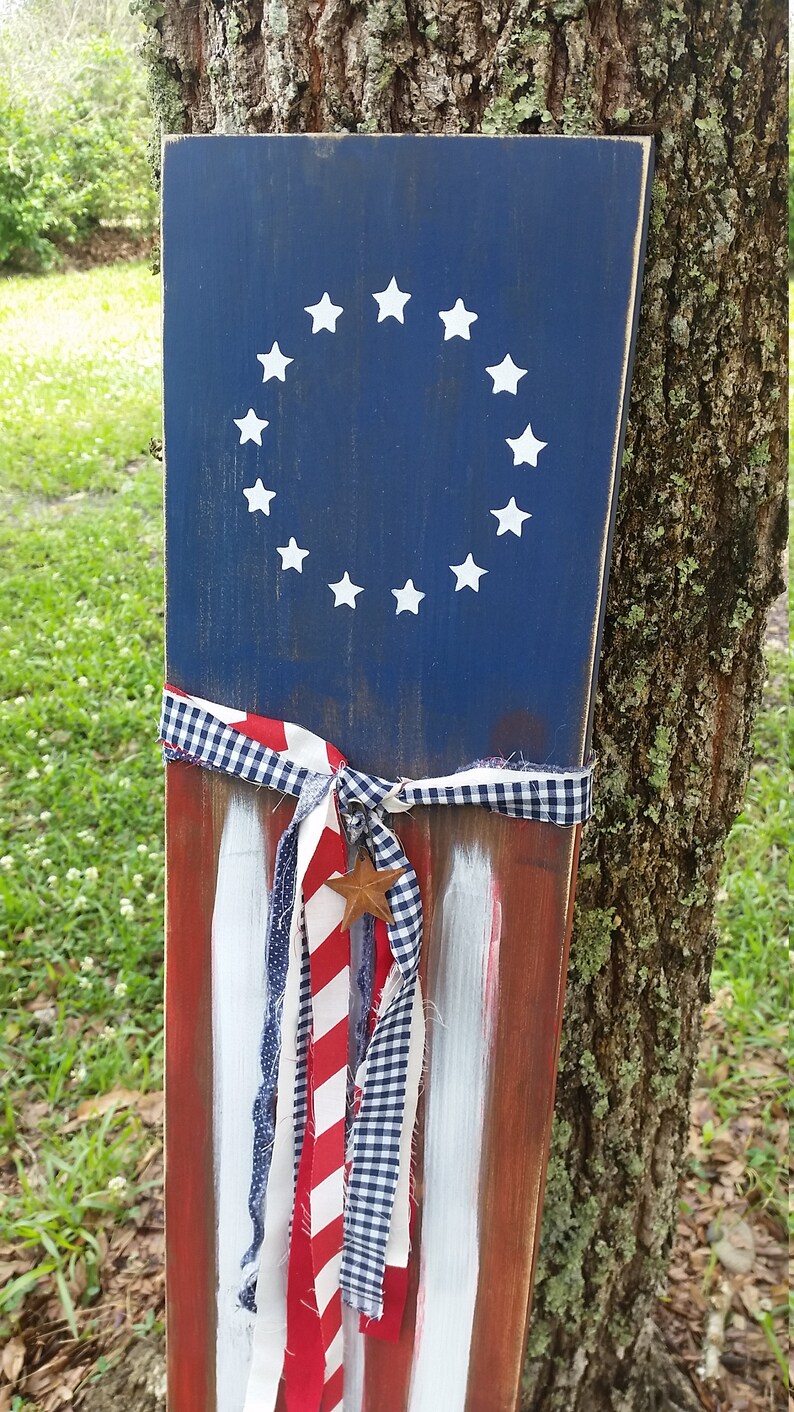 Porch signs Patriotic Flag,Wooden Flag Vertical Old Glory Flag Rustic Americana decor Home