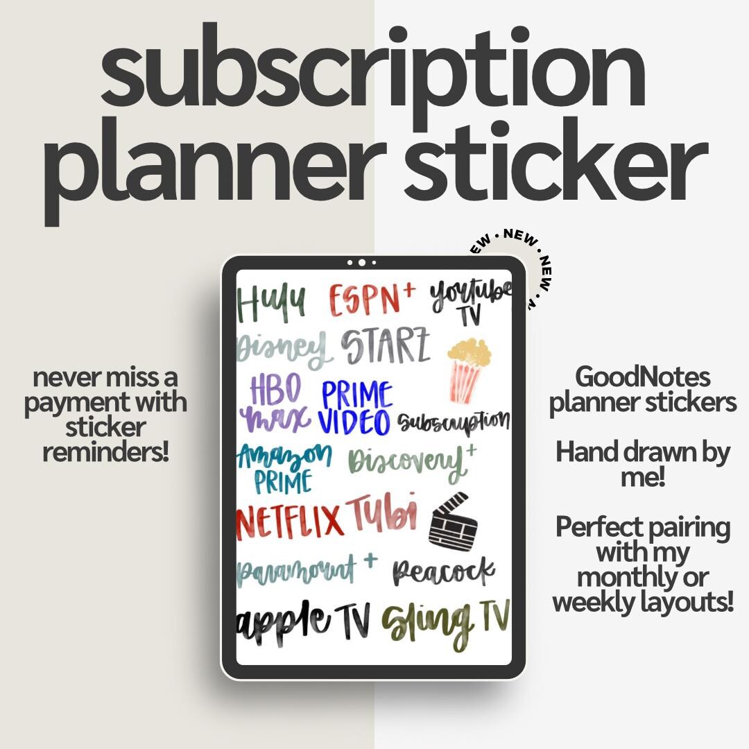 Subscription Planner Stickers: Goodnotes Pre-cropped PNG (digital ...