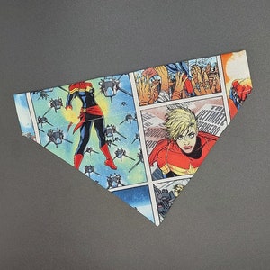 Captain Superhero Nerdy Pop Culture Inspired Dog Bandana, Over Collar Dog Cat Accessories, Geeky Pet Dress Up, Comic Book gift for dog lover