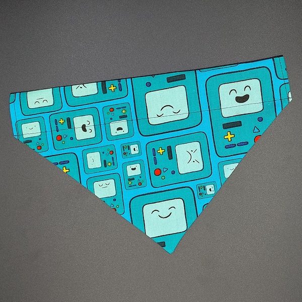 Adventure Time Cartoon Nerdy Pop Culture Inspired Dog Bandana, Over Collar Dog Cat Accessories, Geeky Pet Dress Up BMO, gift for dog lover