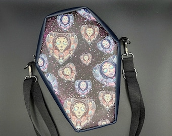 Coffin purse with adjustable strap, Day of the Dead bag for women, spooky mothers day gift for halloween lover, Dead Bride crossbody bag