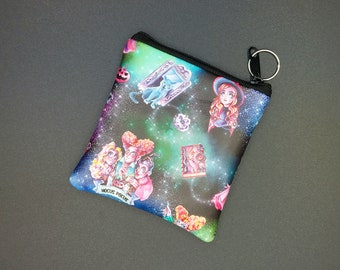 Coin Purse Keychain with Zipper, Mothers day gift for Halloween lover, gift for witchy mom, Colorful witch coin purse keychain, treat pouch