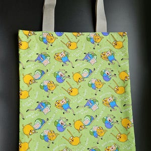 Adventure Time cartoon Tote Bag, nerdy geeky grocery shopping bag, fandom accessories for men and women, Nerdy gift for mom, Trick or Treat