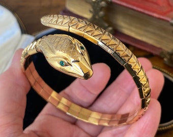 Fabulous unusual antique /vintage Kordes Lichtensfels rolled gold coiled snake /serpent bangle /bracelet (J)