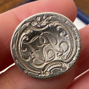 Unusual Antique Georgian sterling silver initials “R J “ intaglio fob wax seal / charm /pendant