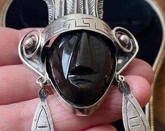 Stunning Unusual Vintage Mexico /mexican Sterling Silver Carved