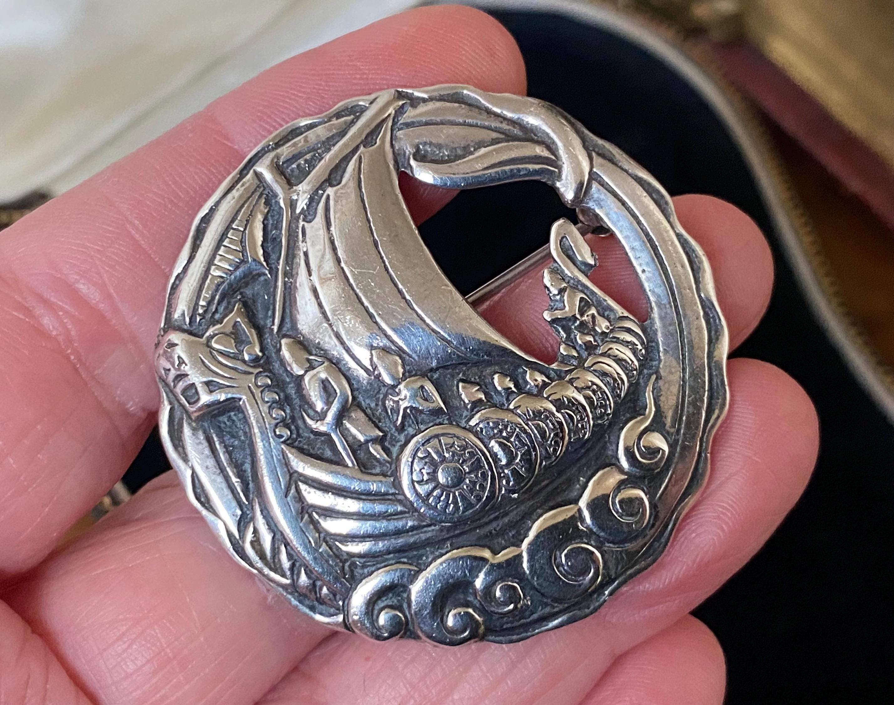 Fantastic Vintage Sterling Silver English Hallmarked Viking Ship