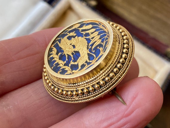 Stunning unusual Antique Victorian 9ct gold & blu… - image 4
