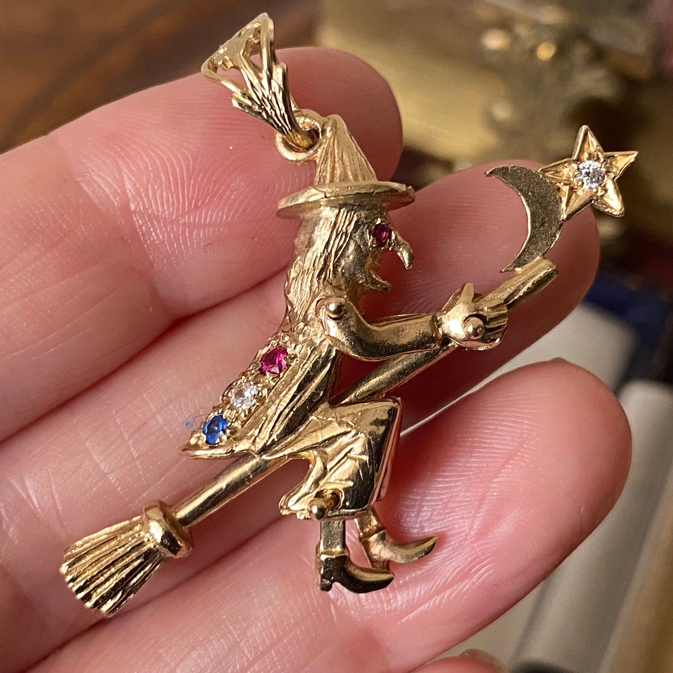 Gold hotsell witch necklace