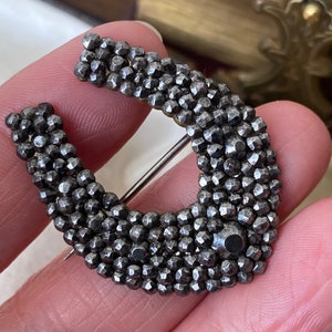Unusual antique Georgian /Victorian cut steel lucky horseshoe brooch/pin