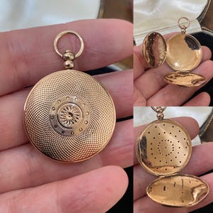 Stunning unusual antique Victorian 375 9ct gold opening vinaigrette/pomander locket necklace pendant