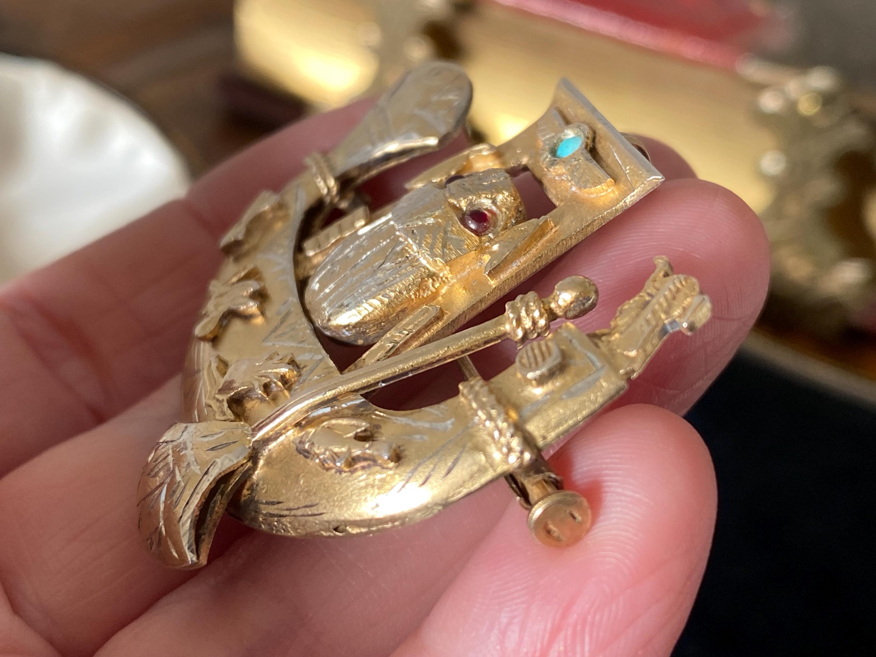 Pendentif Broche égyptien Scarabé - Argenté, Doré, Pharaon, Occasion