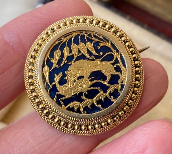 Stunning unusual Antique Victorian 9ct gold & blu… - image 1