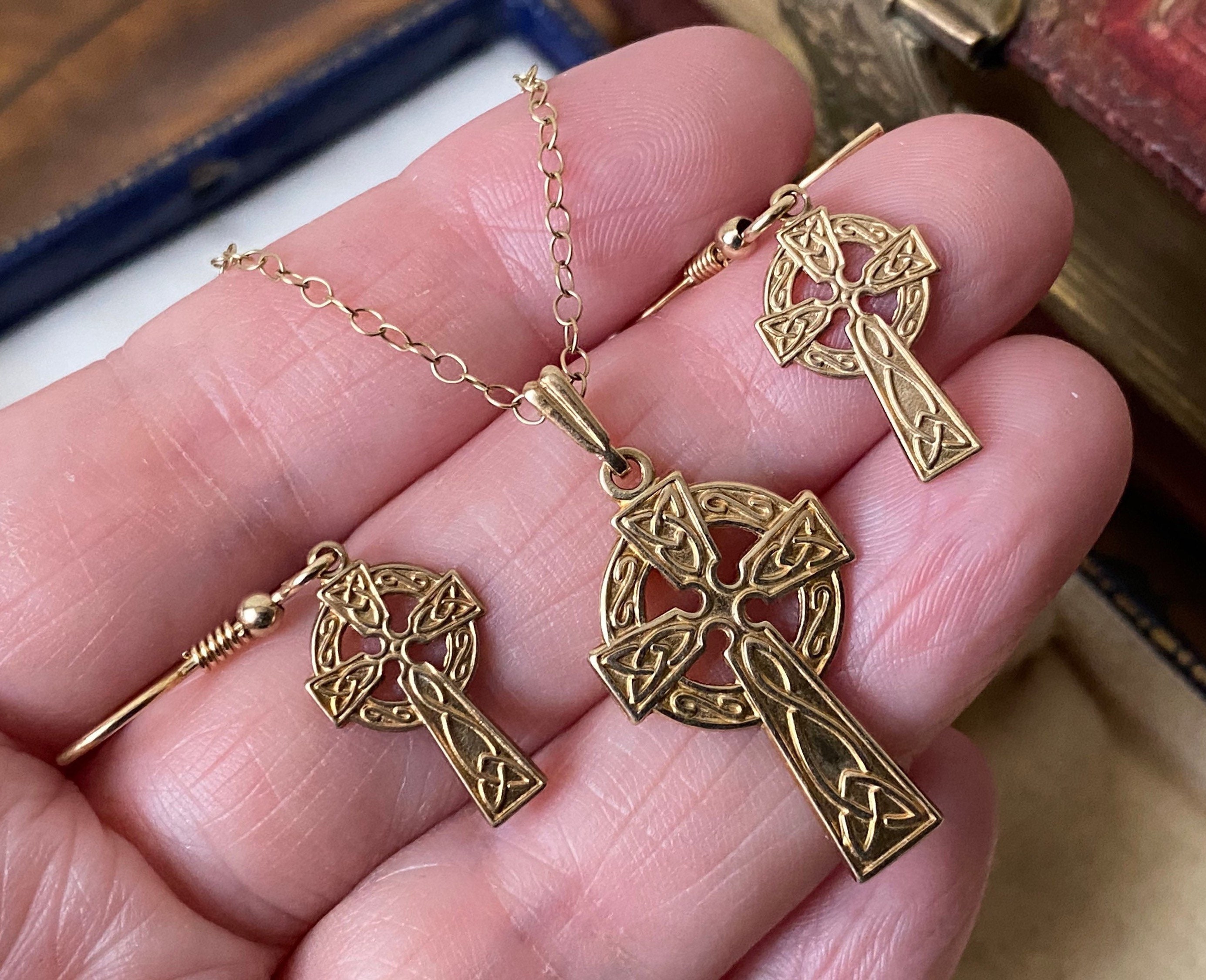 14k Gold Celtic Cross Necklace - A Little Irish Too