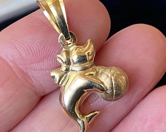 Vintage small hollow hallmarked 375 9ct gold seal with ball charm