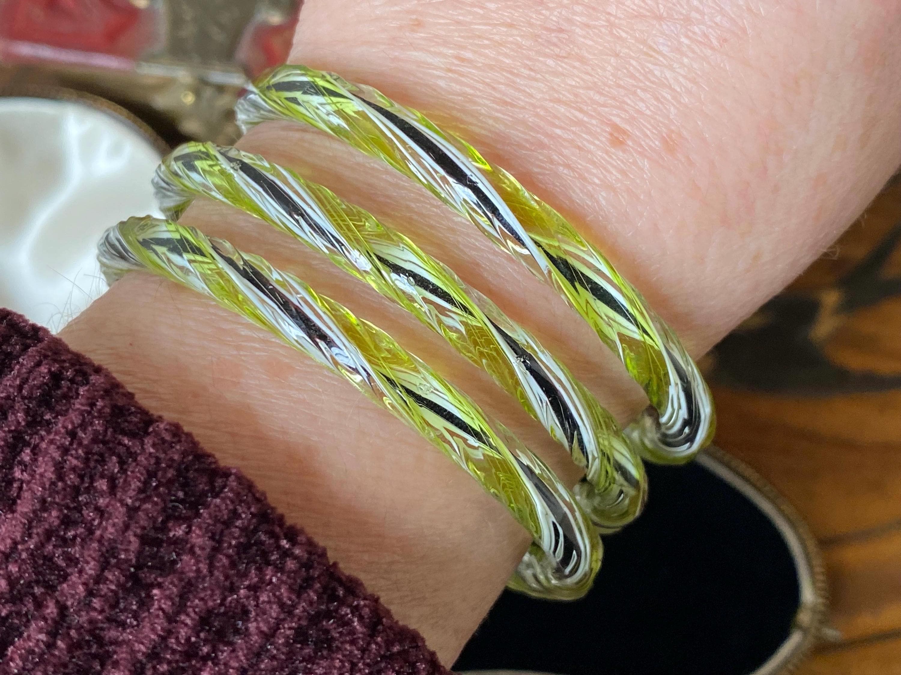 Fantastic Set of Unusual Antique Edwardian Czech Glass Candy Twist