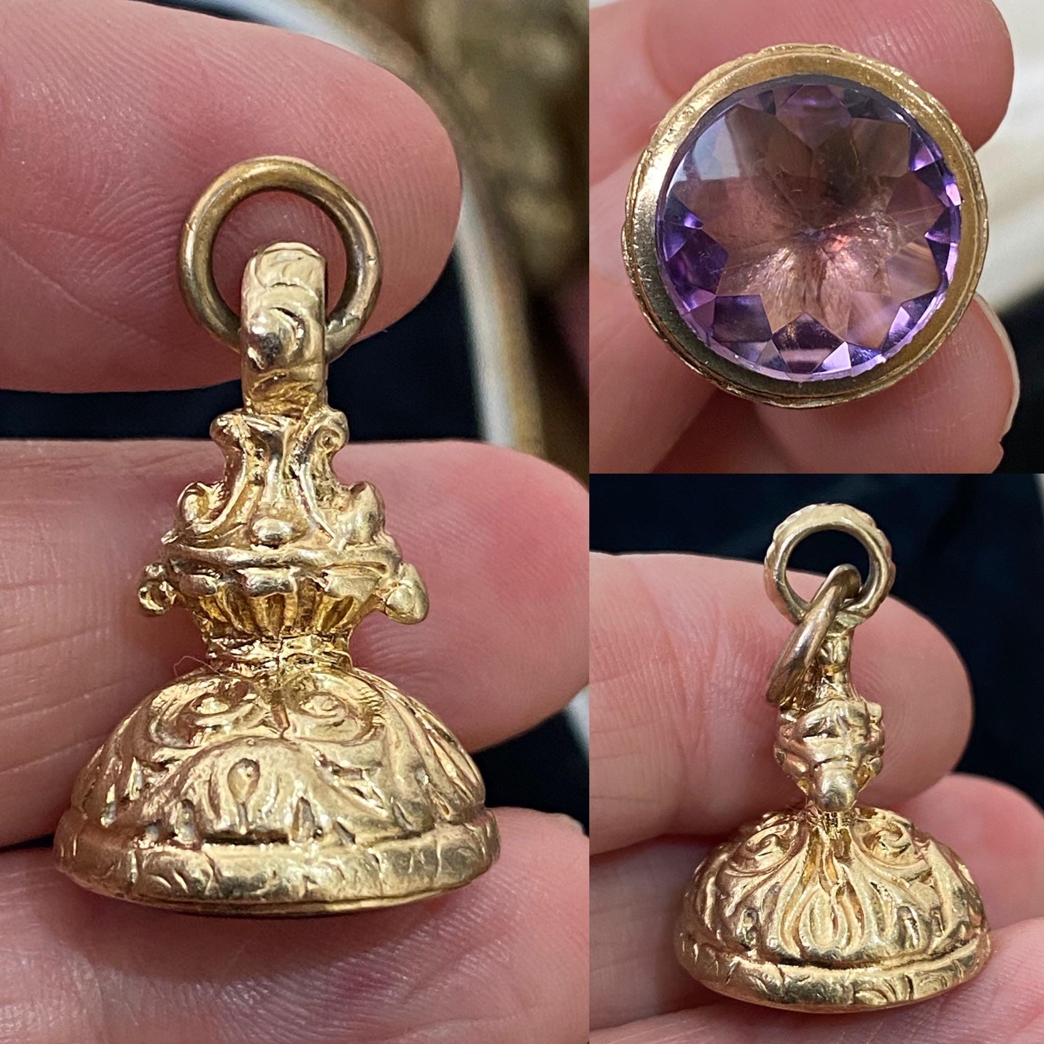 セール（8日まで）　９金 フォブシール　イギリス　彫刻なし Antique fob seal - Etsy 日本