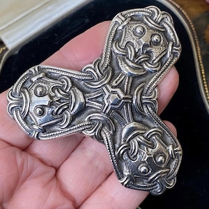Fantastic huge vintage David Anderson Norway sterling silver copy of a Viking pendant combined brooch /pin
