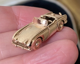 Ongewone vintage zware solide Engelse gestempelde 375 9kt gouden triomf TR4 sportwagen bedel/hanger