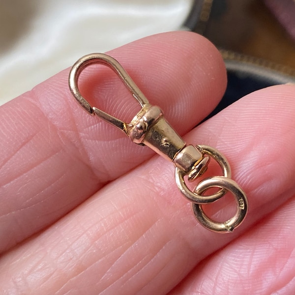 Victorian/Edwardian 375 9ct gold swivel Dog clip for fob /bracelet/ charms /pendant/chain extender /necklace etc (www)