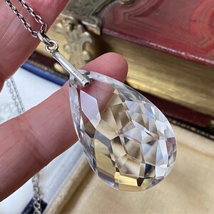 Beautiful Antique Art Deco Sterling Silver Genuine Rock Crystal 