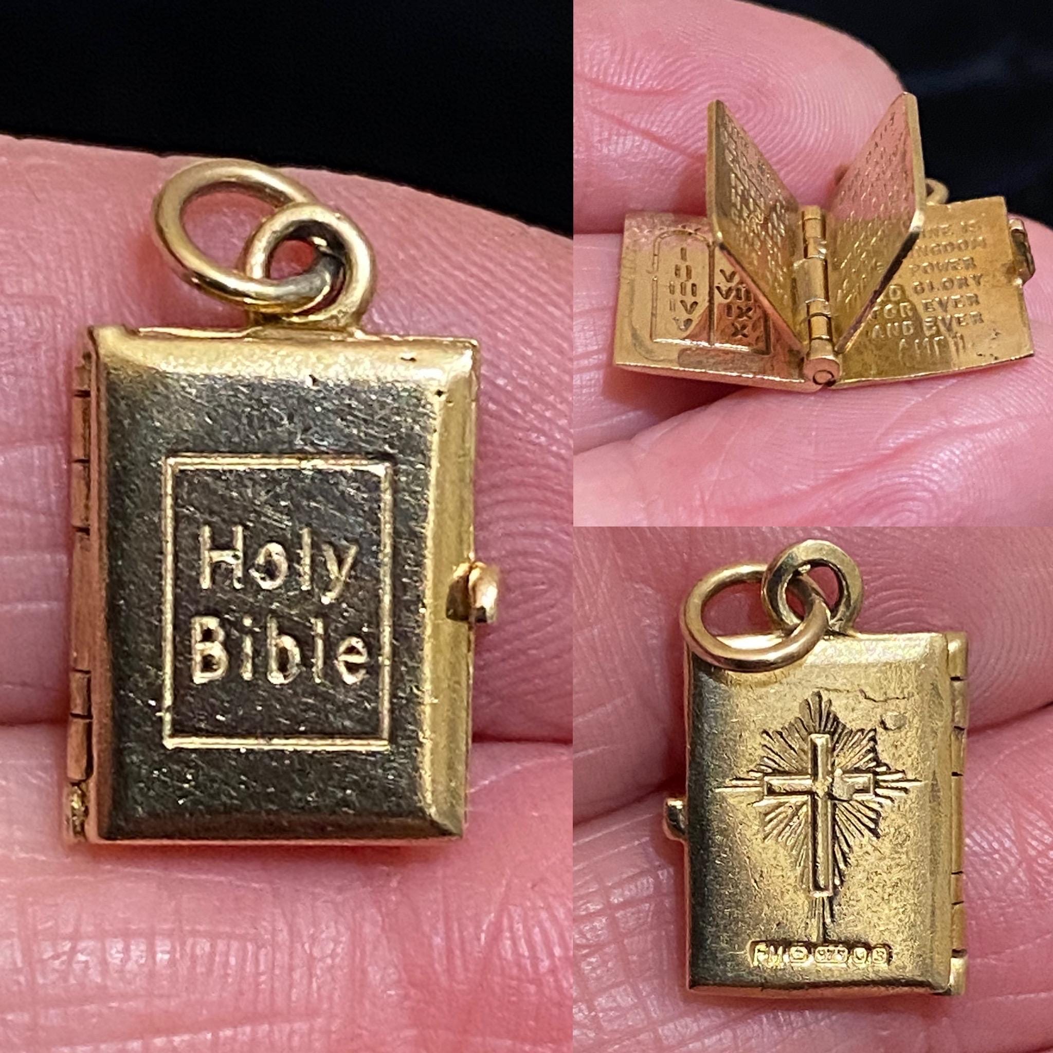 Charm (pendentif) En Or Jaune 9 Carats En Forme De Bible Sainte - Pour Femme - Occasion