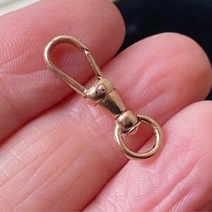 Vintage tiny 375 9ct rose gold swivel Dog clip for fob /bracelet/ charms /pendant/chain extender /necklace etc (567)