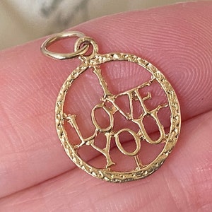 Unusual vintage English hallmarked 375 9ct gold  “I love you “ tiny charm sweetheart message love token gift