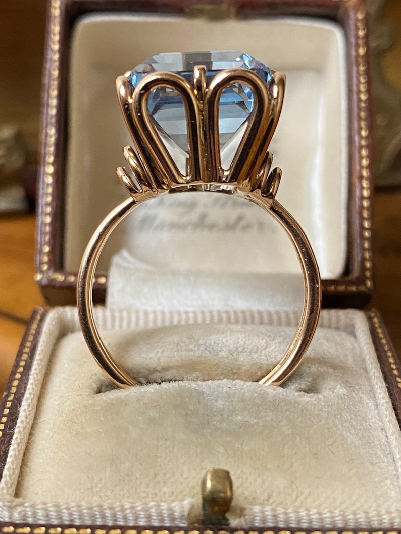 Stunning Vintage 375 9ct Gold Large Aquamarine Gemstone Ring - Etsy