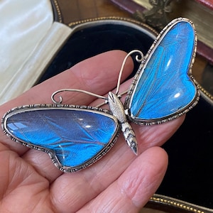 Stunning unusual large antique art deco sterling silver butterfly brooch /pin