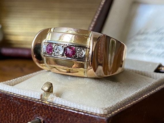 Stunning antique art deco 750 18ct Gold diamond a… - image 6