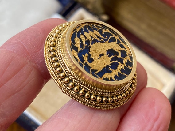 Stunning unusual Antique Victorian 9ct gold & blu… - image 3