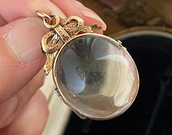 Fabulous Antique Victorian 15ct Gold Genuine Rock Crystal Quartz Domed Egg Shaped Pool of Light Locket Necklace Pendant Etsy Australia