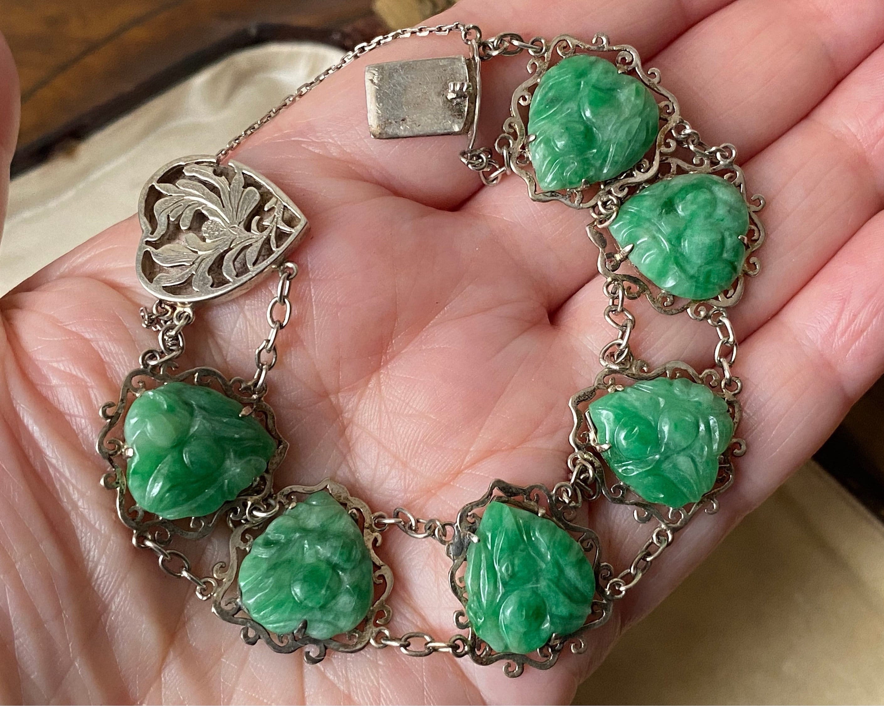 green jade enamel heart charm beaded bracelet – Marlyn Schiff, LLC