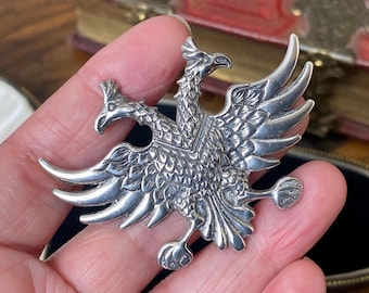 Fabulous Antique 800 Silver double headed eagle bird brooch /pin