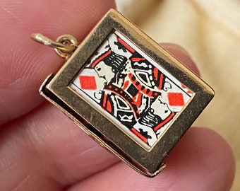 Fabulous unusual vintage English hallmarked 375 9k 9ct gold miniature pack of playing cards charm /small pendant