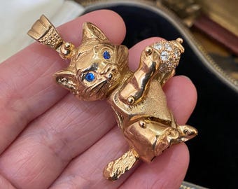 Fabelhaftes großes vintage gepunztes schweres 375 9ct Gold Gliederanhänger