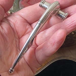 Stunning Unusual large antique heavy cast sterling silver Roman style fibula trumpet shawl /cloak statement shoulder brooch /pin