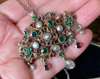 美しいオーストリア・ハンガリー産シルバー天然赤珊瑚パール