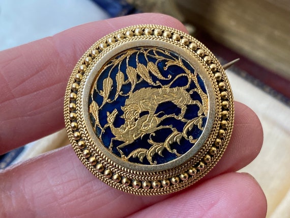 Stunning unusual Antique Victorian 9ct gold & blu… - image 7