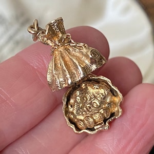 Favoloso ciondolo/ciondolo per borsa con apertura in oro massiccio 375 da 9 ct, vintage con marchio di garanzia inglese