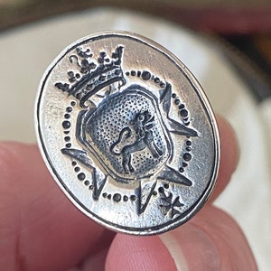 Stunning Unusual Antique Georgian sterling silver crown / lion intaglio fob wax seal / charm /pendant