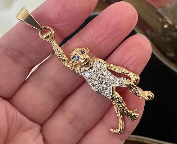 Vintage 9ct gold monkey - Gem