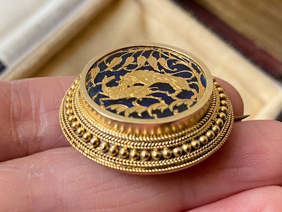 Stunning unusual Antique Victorian 9ct gold & blu… - image 5