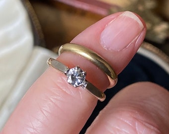 Fabulous unusual vintage solid English hallmarked 375 9k 9ct gold miniature engagement & wedding ring charm /tiny pendant