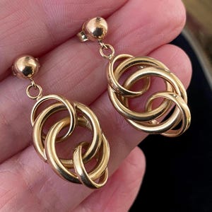 Fantastic vintage hallmarked 375 9ct multi hoop pendant earrings
