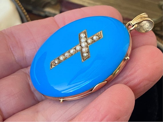 Stunning Antique Victorian 375 9ct gold with blue… - image 4