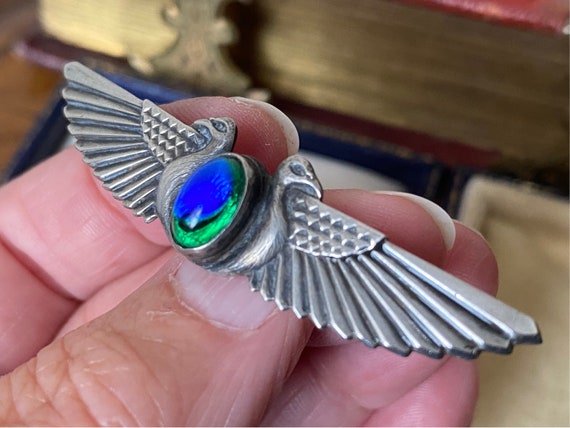 Stunning Antique Art Nouveau 800 silver winged pe… - image 3