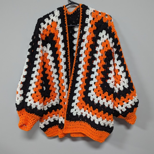 Orange Black White Cardigan