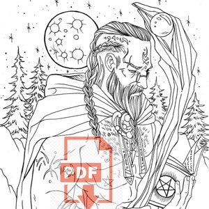 Midnight Spells Lineart PDF Coloring Page